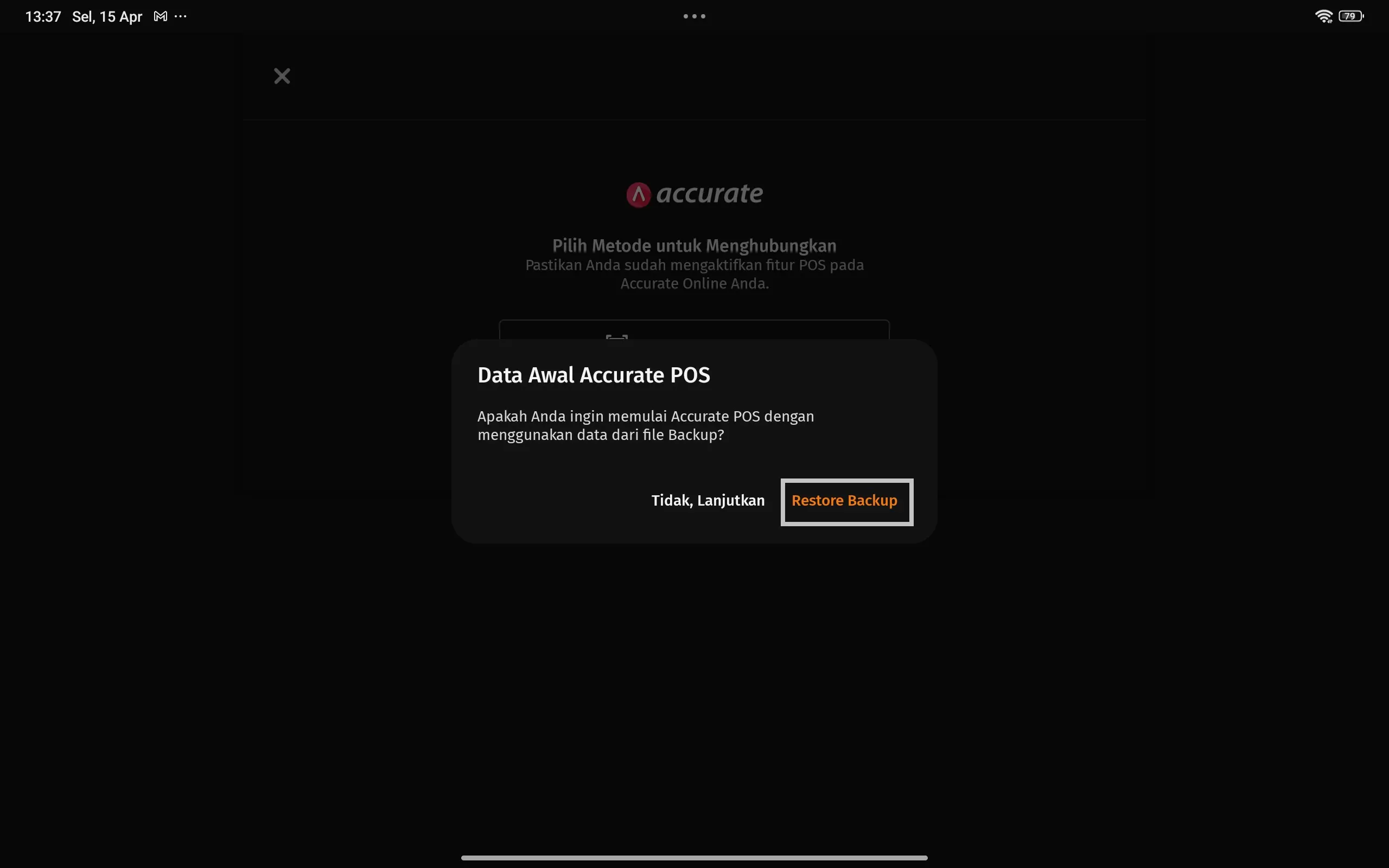 menggunakan data backup